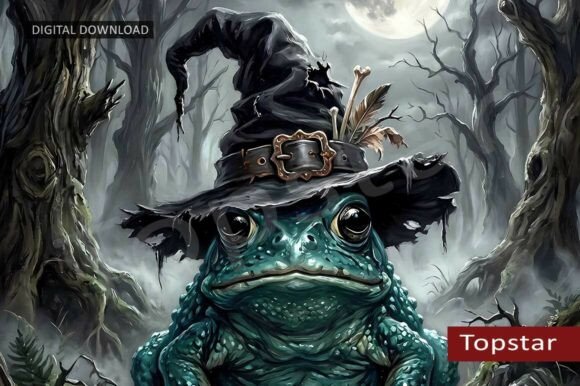 Download Funny Halloween Decor Frog Witch Hat Art - Funny Collection