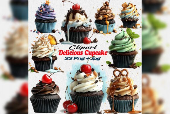Download Whimsical Cupcake Clipart PNG Bakery Set - Cupcake Collection