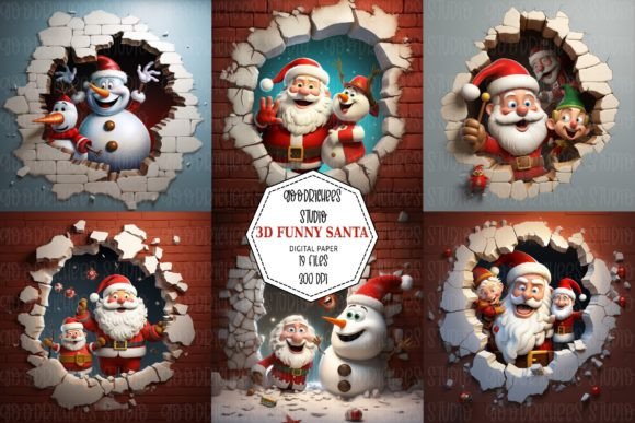 Download 3D Funny Santa Claus Background Graphic - Funny Collection