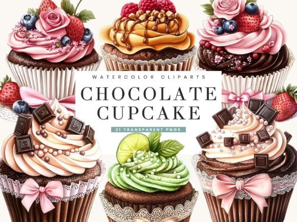 Download Chocolate Cupcake Clipart Bundle - Cupcake Collection