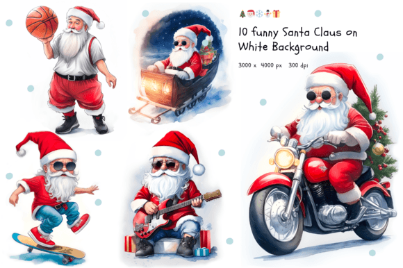 Download 10 Funny Santa on White Background - Funny Collection