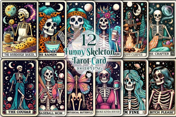 Download Funny Skeleton Woman Tarot Card Bundle - Funny Collection