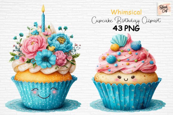 Download Whimsical Cupcake Birthday Clipart PNG - Cupcake Collection